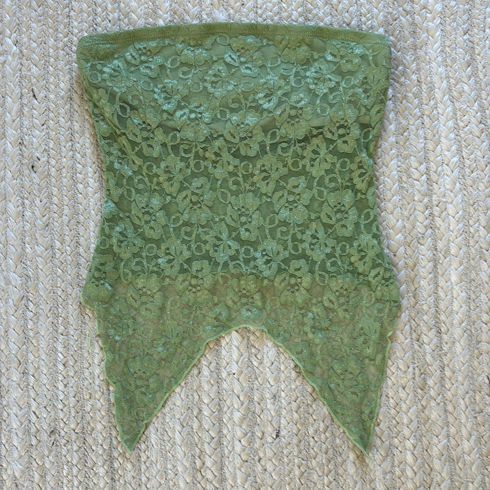 Urban Outfitters Urban Renewal Lace Tube Top in Green